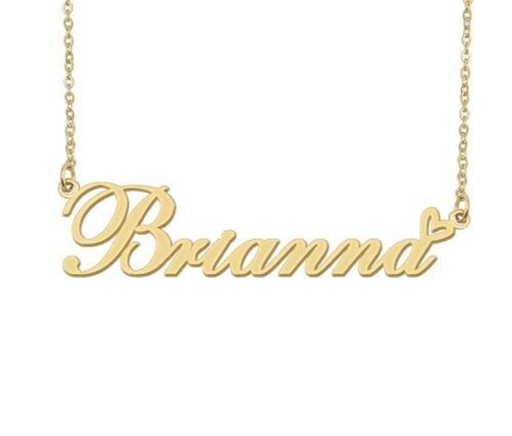 5786 Brianna Name Necklace Heart Charm Pendant 18k Gold Plated Stainless